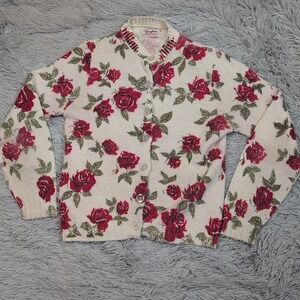 Vintage Greystone Sweater Womens S Cardigan Rose Button Up Preppy Casual